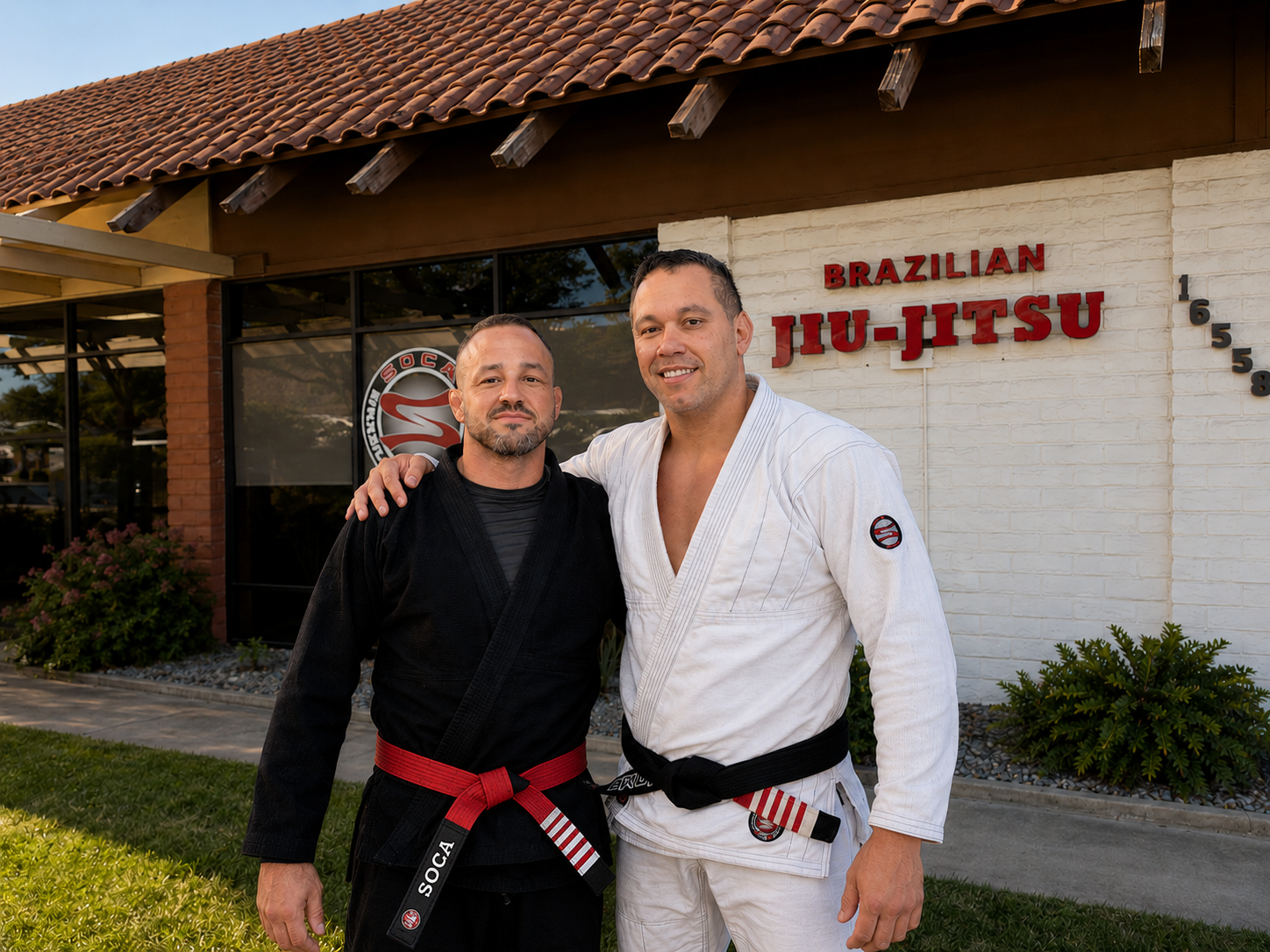 Alexandre Soca in front of Soca BJJ San Diego Gym